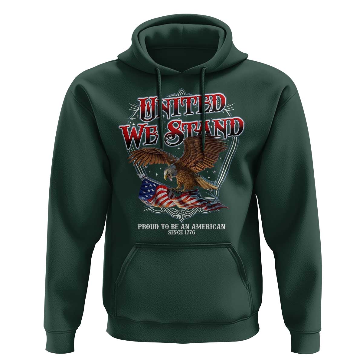 United We Stand Proud To Be An American Since 1776 Hoodie Patriotic USA Flag Eagle - Wonder Print Shop