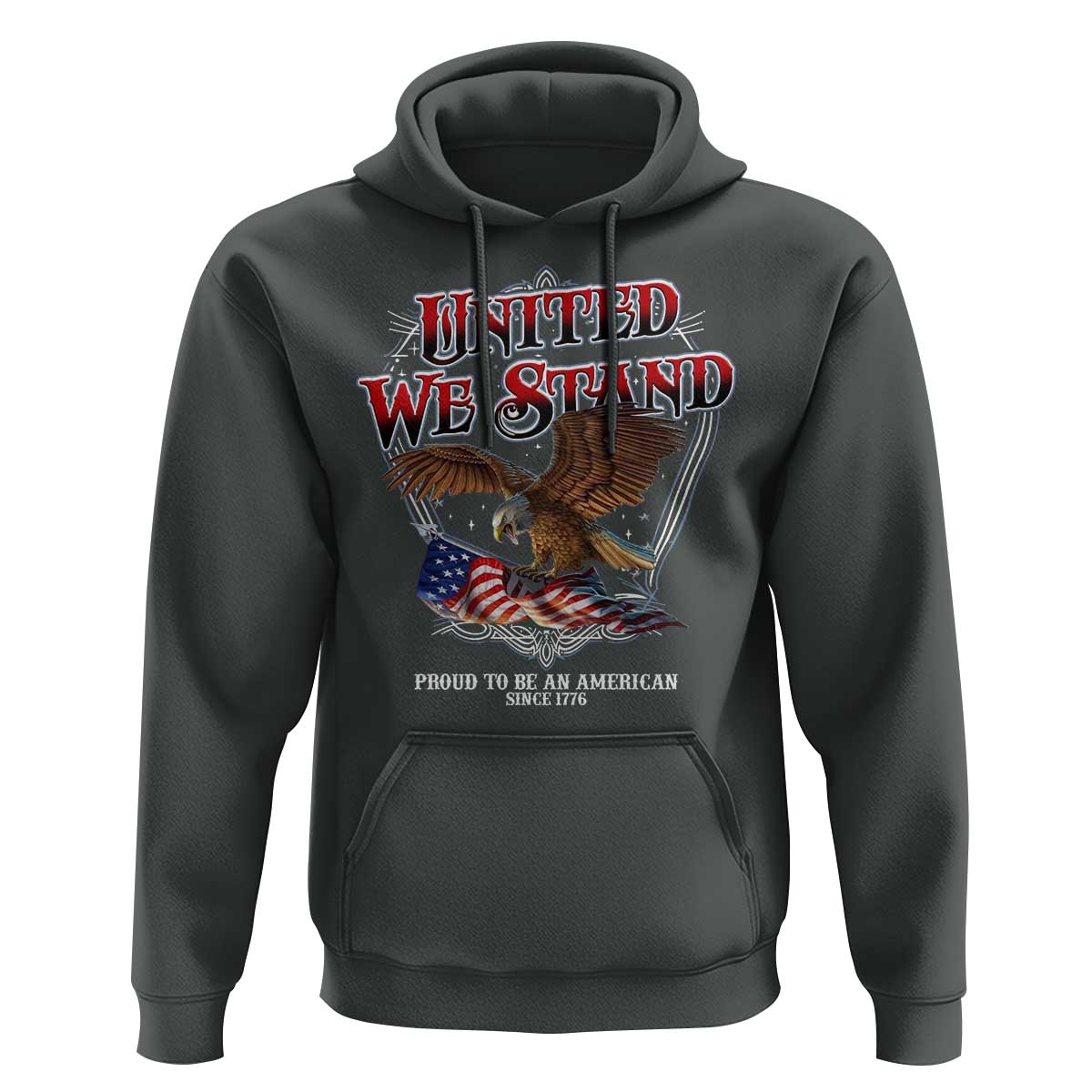 United We Stand Proud To Be An American Since 1776 Hoodie Patriotic USA Flag Eagle - Wonder Print Shop