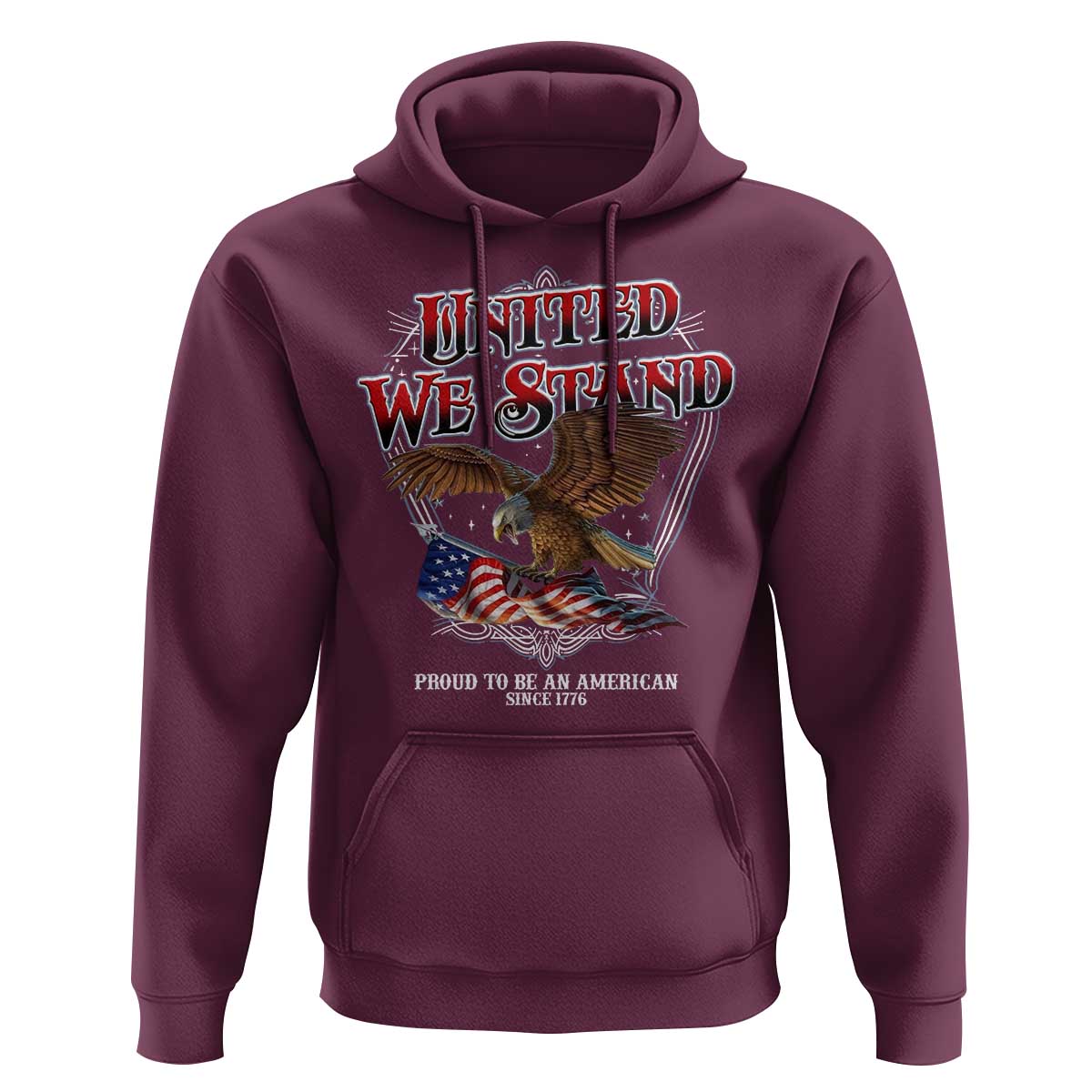 United We Stand Proud To Be An American Since 1776 Hoodie Patriotic USA Flag Eagle - Wonder Print Shop