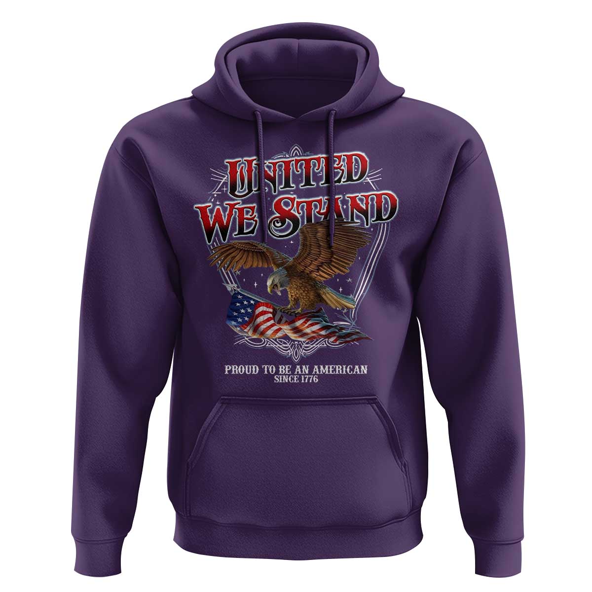 United We Stand Proud To Be An American Since 1776 Hoodie Patriotic USA Flag Eagle - Wonder Print Shop
