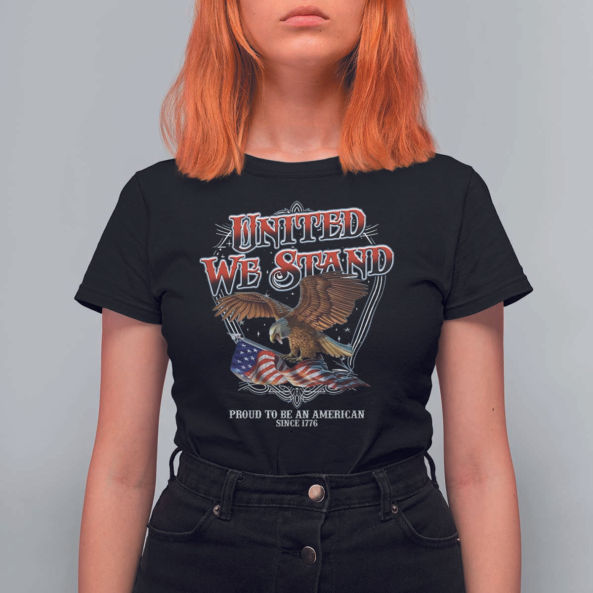 United We Stand Proud To Be An American Since 1776 T Shirt For Women Patriotic USA Flag Eagle - Wonder Print Shop