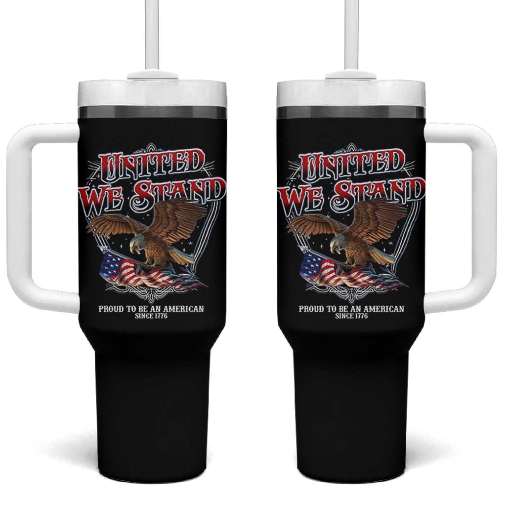 United We Stand Proud To Be An American Since 1776 Tumbler With Handle Patriotic USA Flag Eagle - Wonder Print Shop