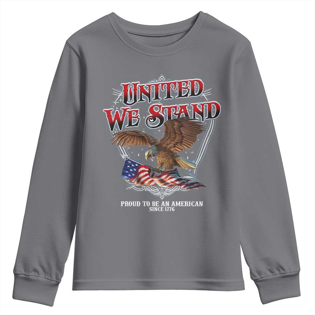United We Stand Proud To Be An American Since 1776 Youth Sweatshirt Patriotic USA Flag Eagle - Wonder Print Shop
