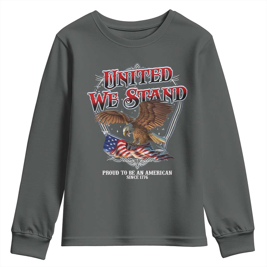 United We Stand Proud To Be An American Since 1776 Youth Sweatshirt Patriotic USA Flag Eagle - Wonder Print Shop