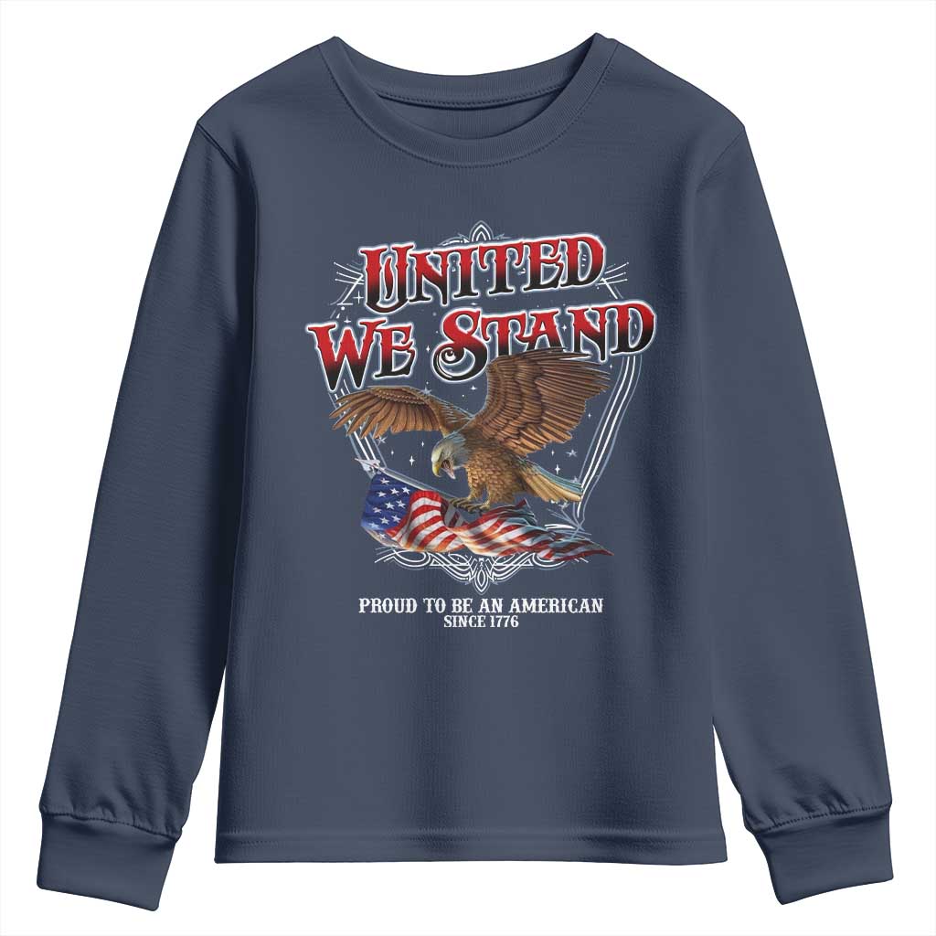 United We Stand Proud To Be An American Since 1776 Youth Sweatshirt Patriotic USA Flag Eagle - Wonder Print Shop