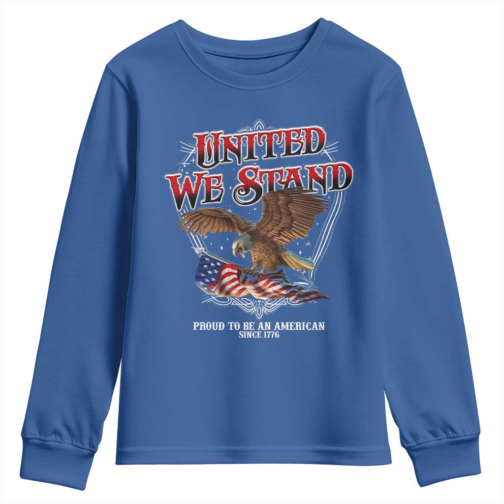 United We Stand Proud To Be An American Since 1776 Youth Sweatshirt Patriotic USA Flag Eagle - Wonder Print Shop