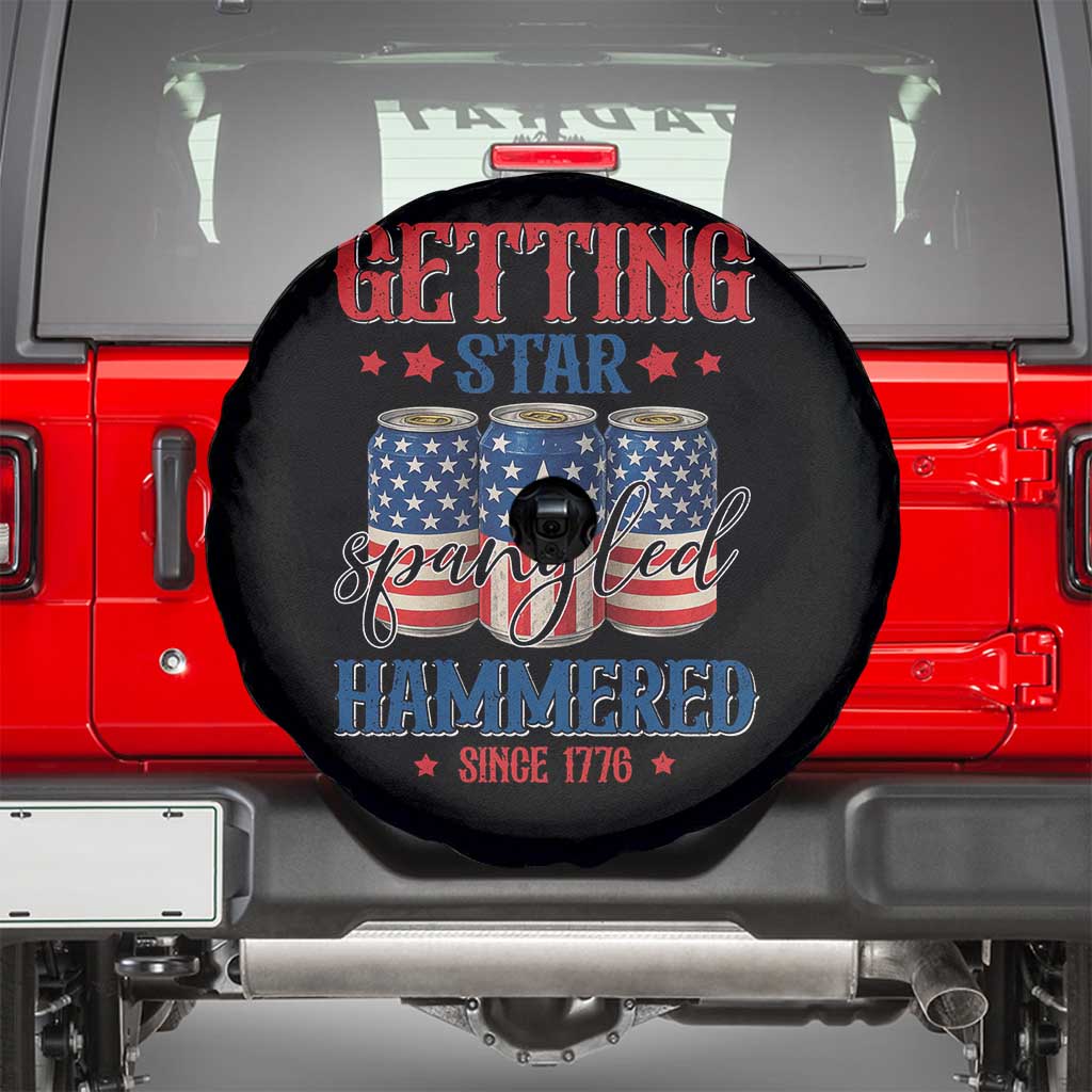 Funny Getting Star Spangled Hammered Since 1776 Spare Tire Cover 4th of July Beers American Flag - Wonder Print Shop