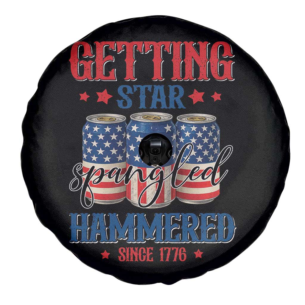 Funny Getting Star Spangled Hammered Since 1776 Spare Tire Cover 4th of July Beers American Flag - Wonder Print Shop