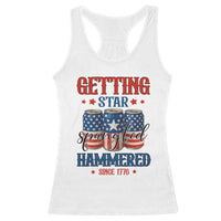 Funny Getting Star Spangled Hammered Since 1776 Racerback Tank Top 4th of July Beers American Flag - Wonder Print Shop