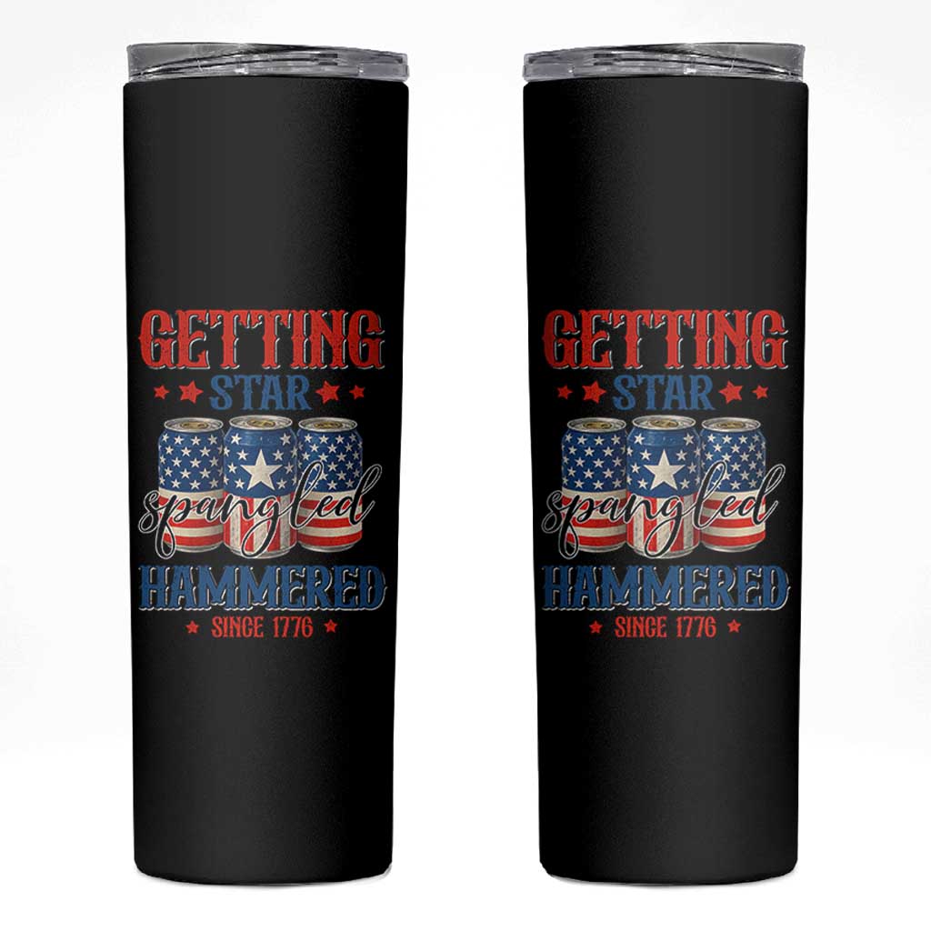 Funny Getting Star Spangled Hammered Since 1776 Skinny Tumbler 4th of July Beers American Flag - Wonder Print Shop