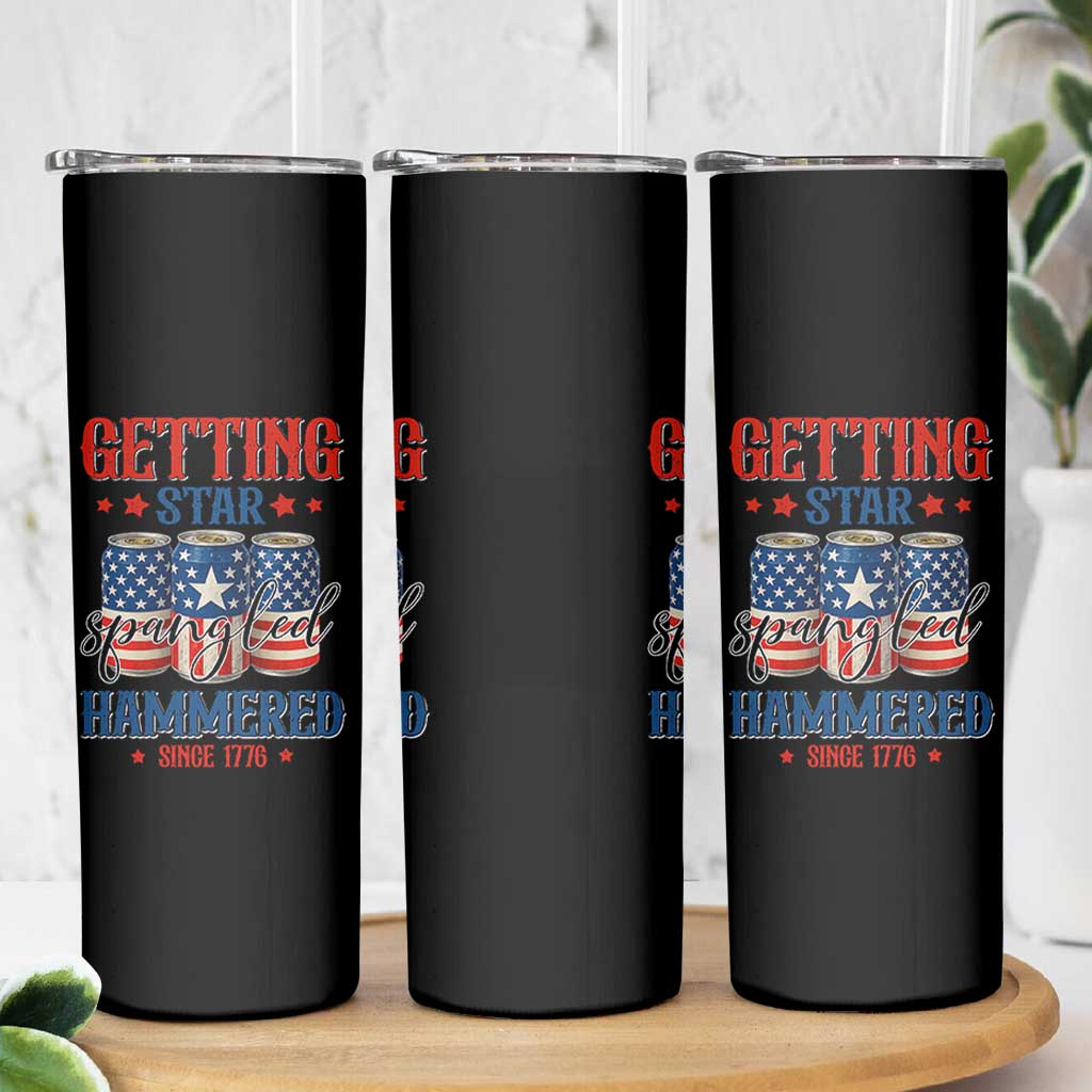 Funny Getting Star Spangled Hammered Since 1776 Skinny Tumbler 4th of July Beers American Flag - Wonder Print Shop