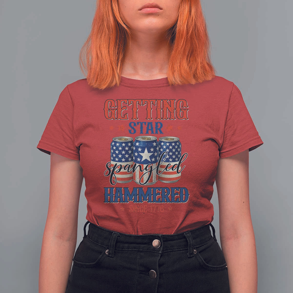 Funny Getting Star Spangled Hammered Since 1776 T Shirt For Women 4th of July Beers American Flag - Wonder Print Shop