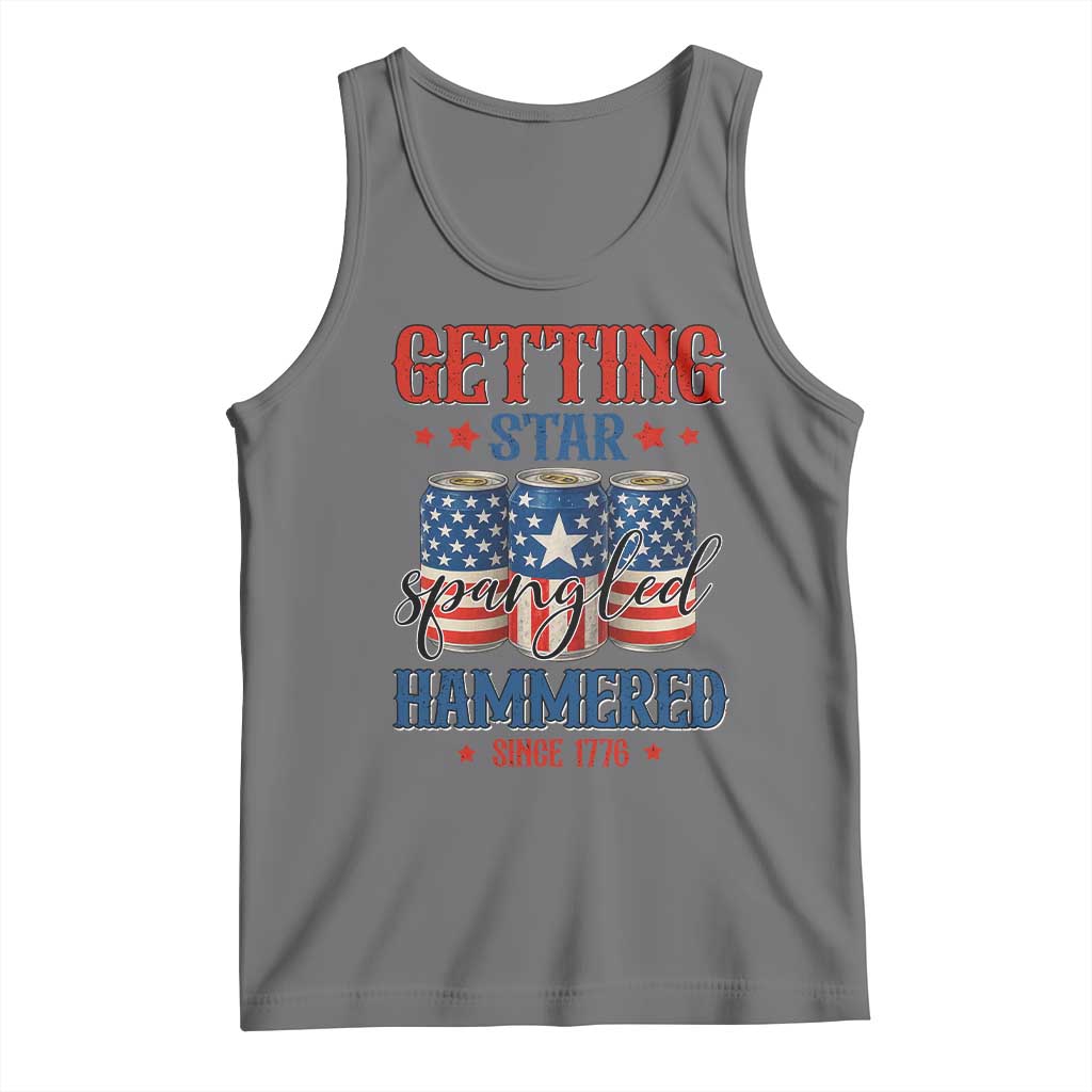 Funny Getting Star Spangled Hammered Since 1776 Tank Top 4th of July Beers American Flag - Wonder Print Shop