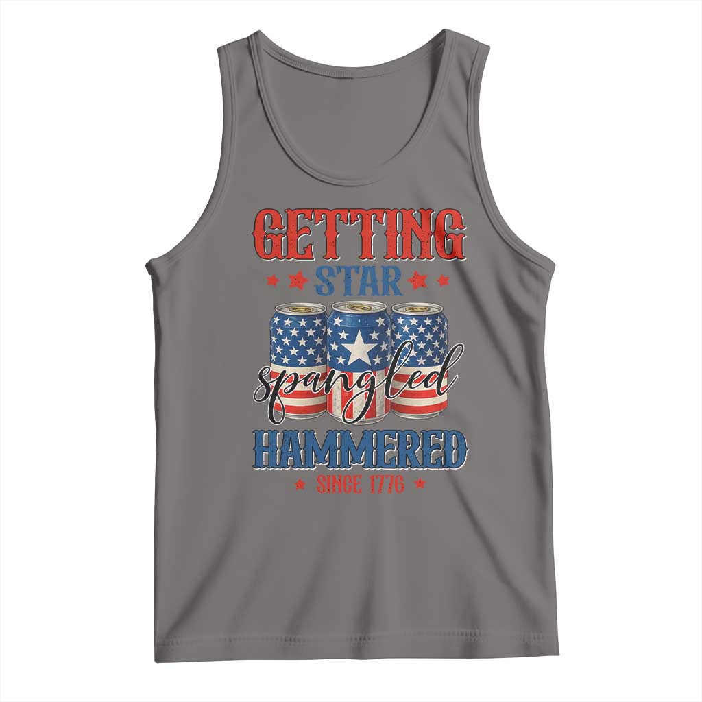 Funny Getting Star Spangled Hammered Since 1776 Tank Top 4th of July Beers American Flag - Wonder Print Shop
