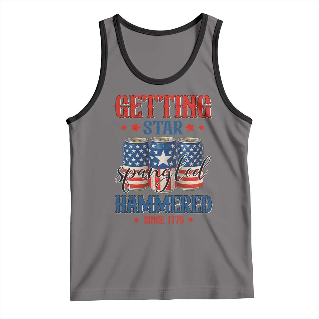 Funny Getting Star Spangled Hammered Since 1776 Tank Top 4th of July Beers American Flag - Wonder Print Shop