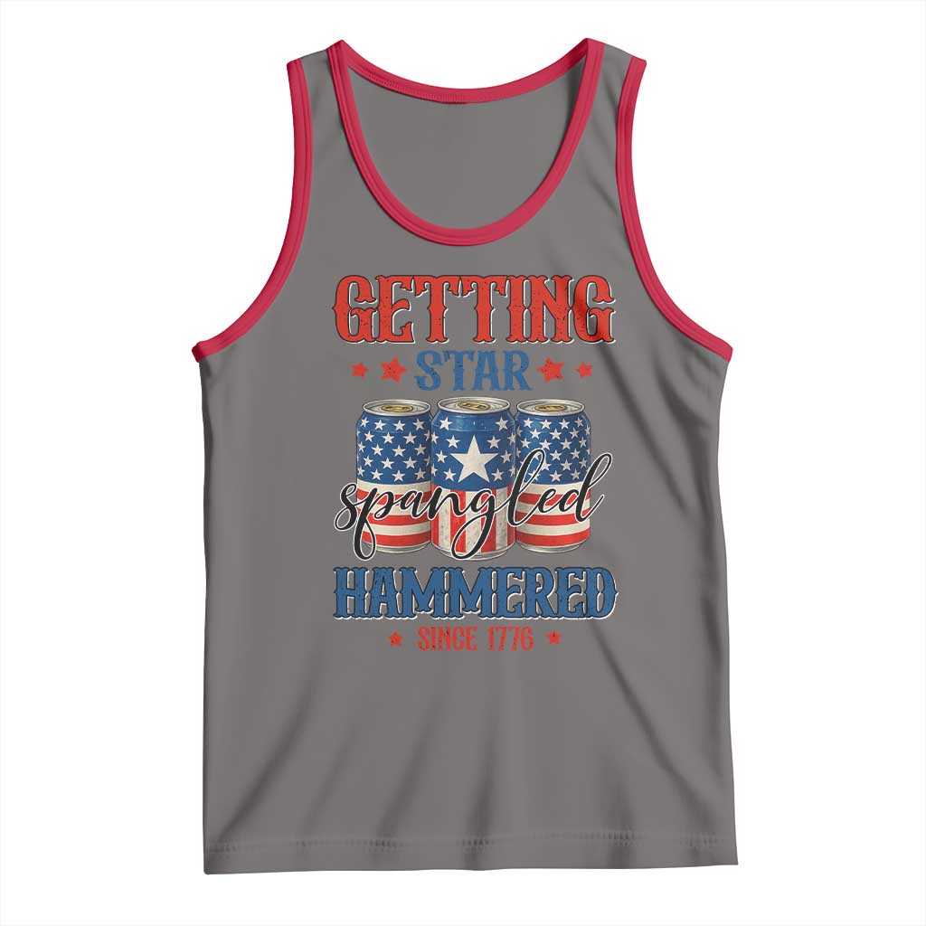 Funny Getting Star Spangled Hammered Since 1776 Tank Top 4th of July Beers American Flag - Wonder Print Shop