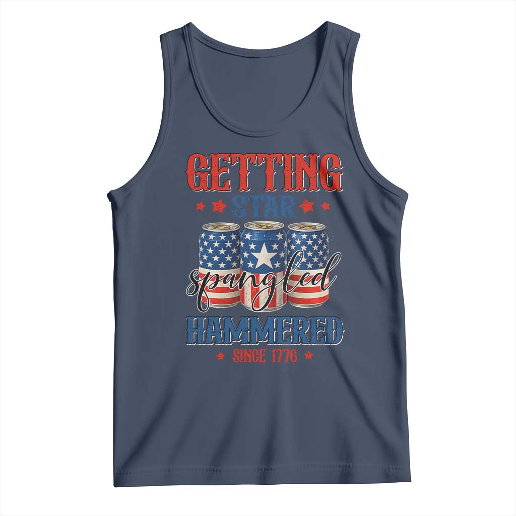 Funny Getting Star Spangled Hammered Since 1776 Tank Top 4th of July Beers American Flag - Wonder Print Shop