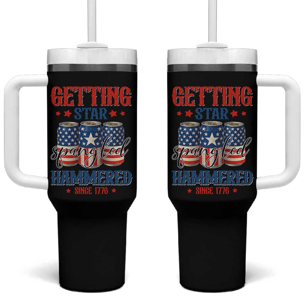 Funny Getting Star Spangled Hammered Since 1776 Tumbler With Handle 4th of July Beers American Flag - Wonder Print Shop