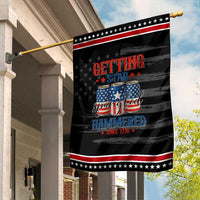 Funny Getting Star Spangled Hammered Since 1776 Garden Flag 4th of July Beers American Flag