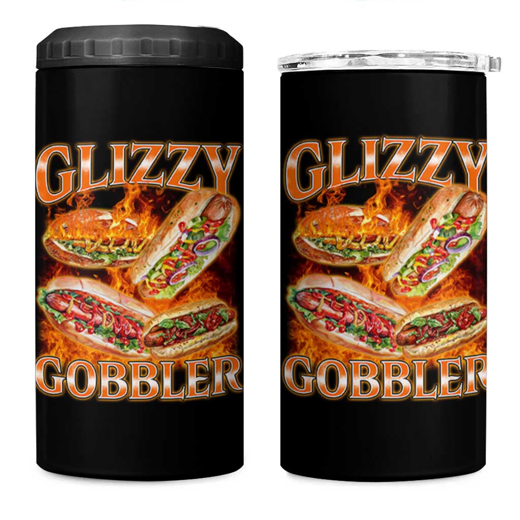 Funny Glizzy Gobbler 4 in 1 Can Cooler Tumbler Glizzy Hot Dog Meme Hilarious