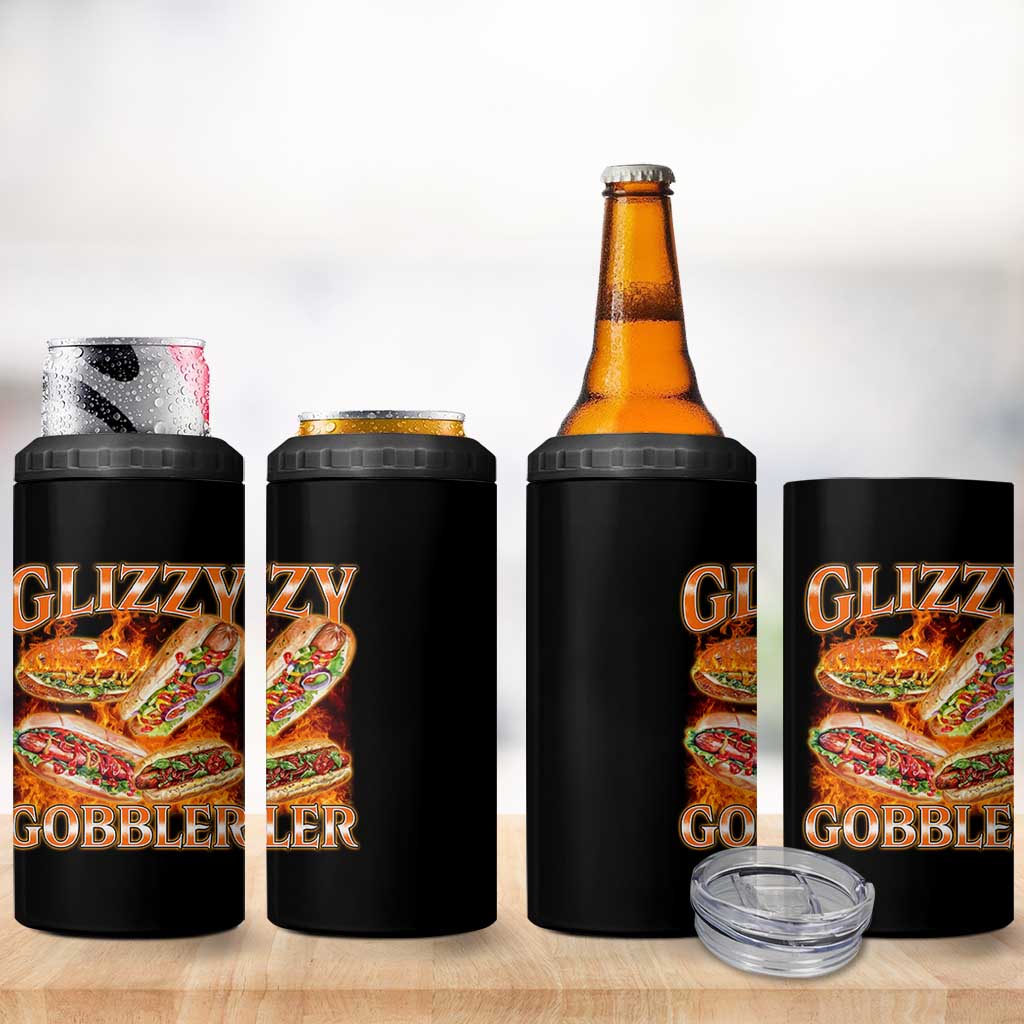 Funny Glizzy Gobbler 4 in 1 Can Cooler Tumbler Glizzy Hot Dog Meme Hilarious