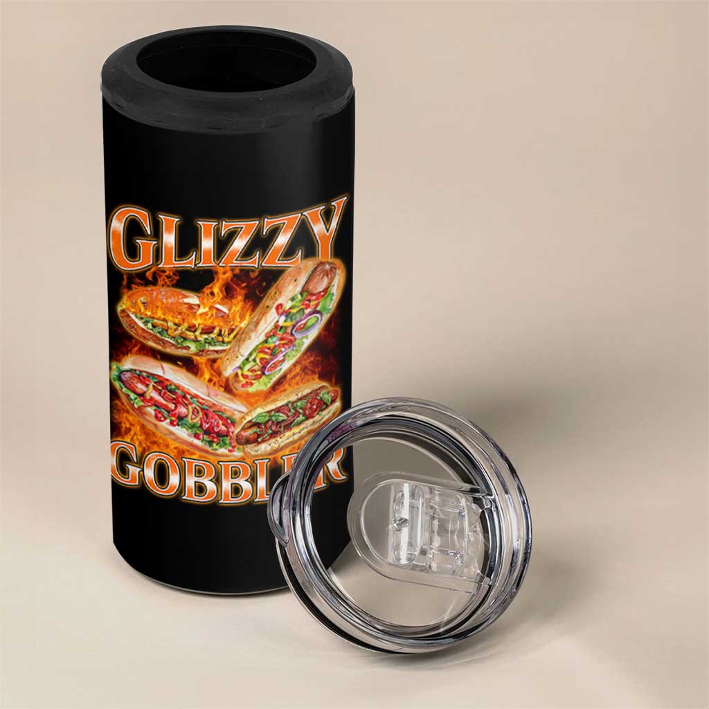 Funny Glizzy Gobbler 4 in 1 Can Cooler Tumbler Glizzy Hot Dog Meme Hilarious