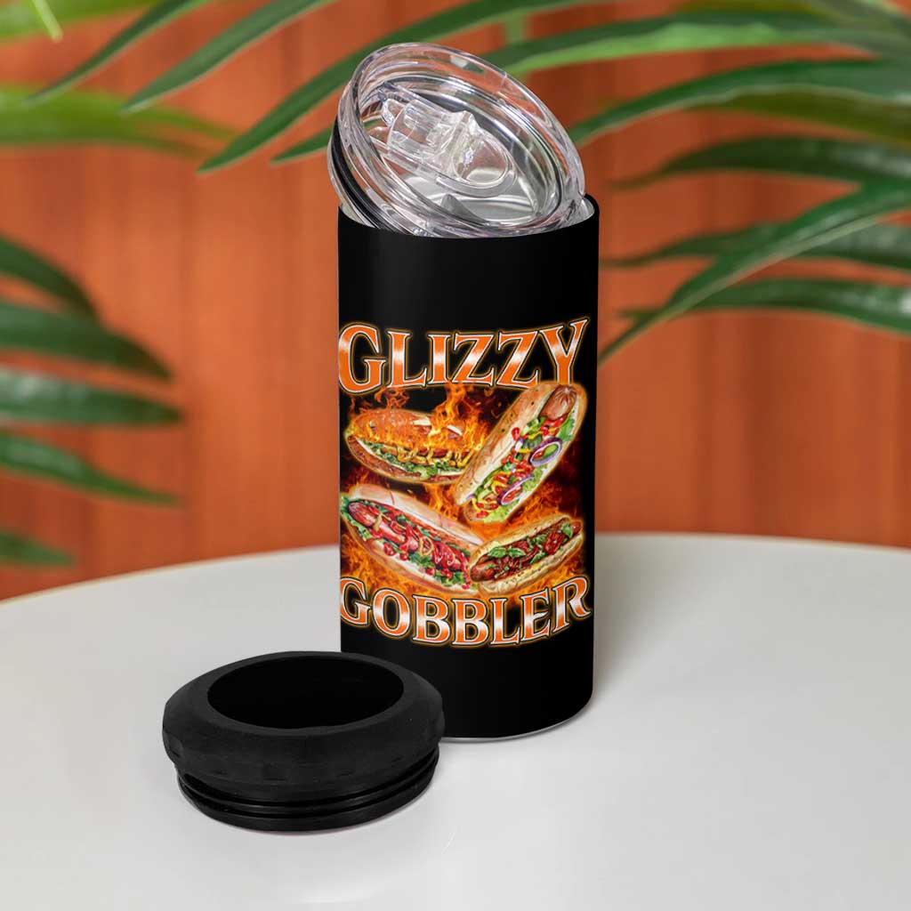 Funny Glizzy Gobbler 4 in 1 Can Cooler Tumbler Glizzy Hot Dog Meme Hilarious