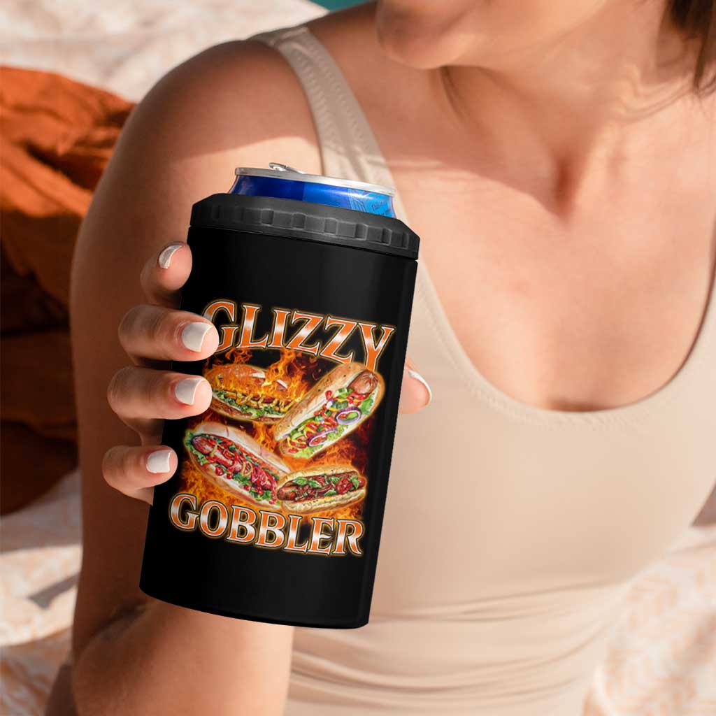 Funny Glizzy Gobbler 4 in 1 Can Cooler Tumbler Glizzy Hot Dog Meme Hilarious