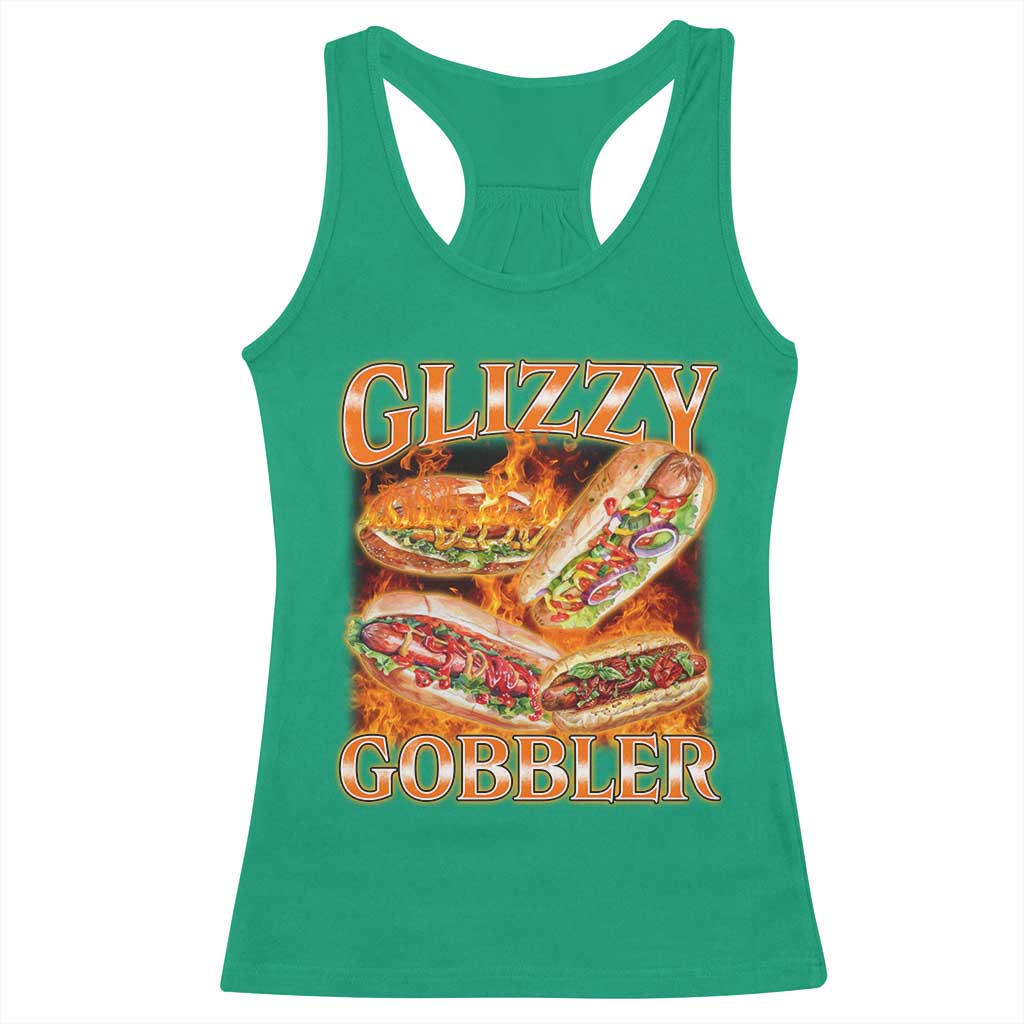 Funny Glizzy Gobbler Racerback Tank Top Glizzy Hot Dog Meme Hilarious