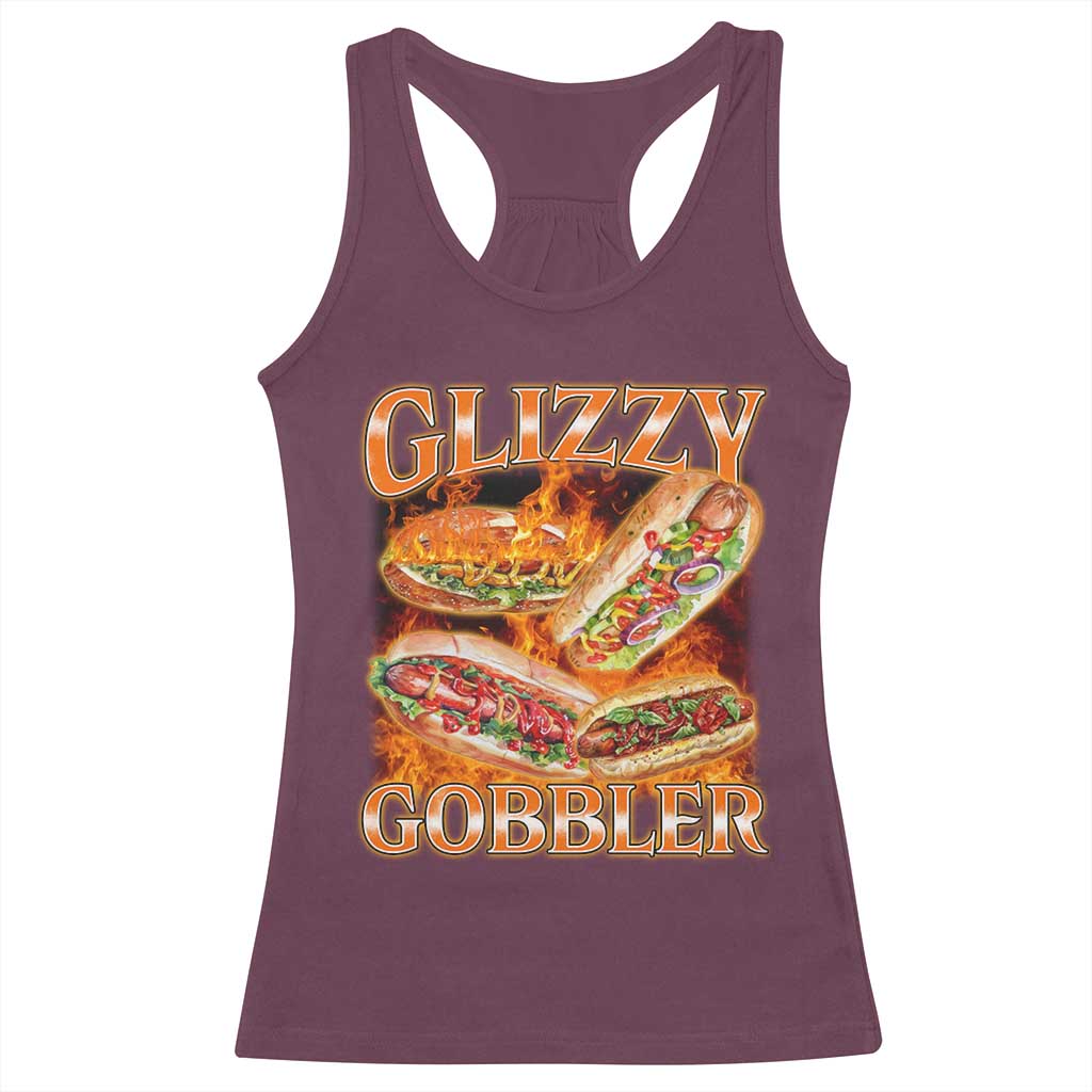 Funny Glizzy Gobbler Racerback Tank Top Glizzy Hot Dog Meme Hilarious