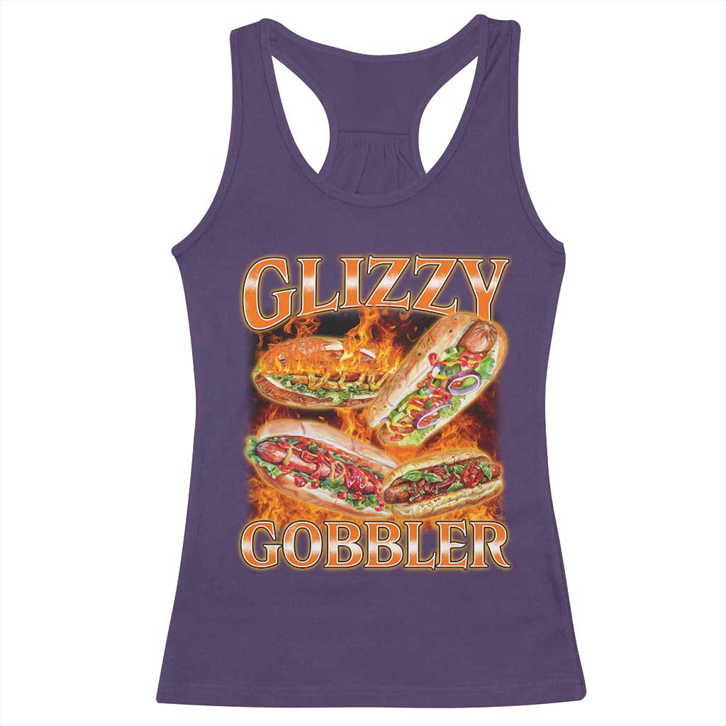 Funny Glizzy Gobbler Racerback Tank Top Glizzy Hot Dog Meme Hilarious