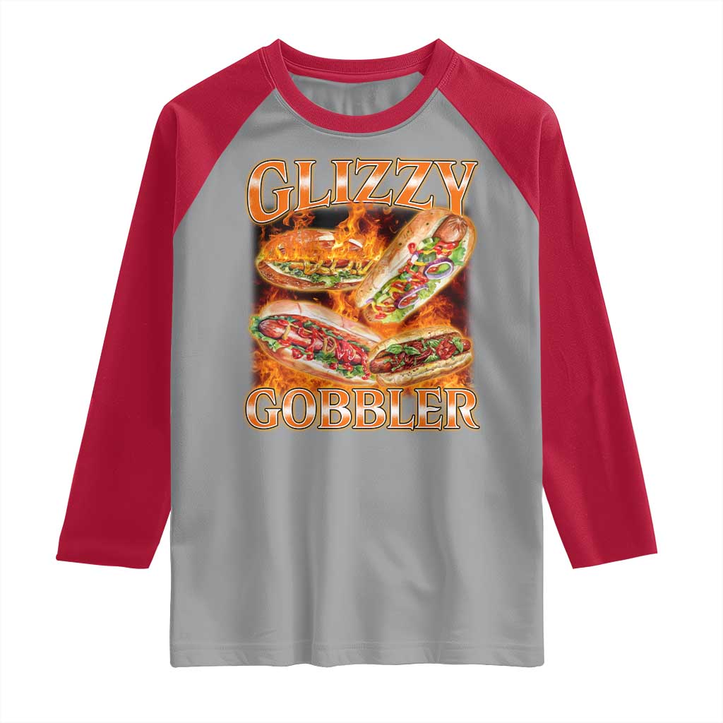 Funny Glizzy Gobbler Raglan Shirt Glizzy Hot Dog Meme Hilarious