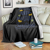 Minimal Sardines Fishermen Aesthetic Retro Throw Blanket