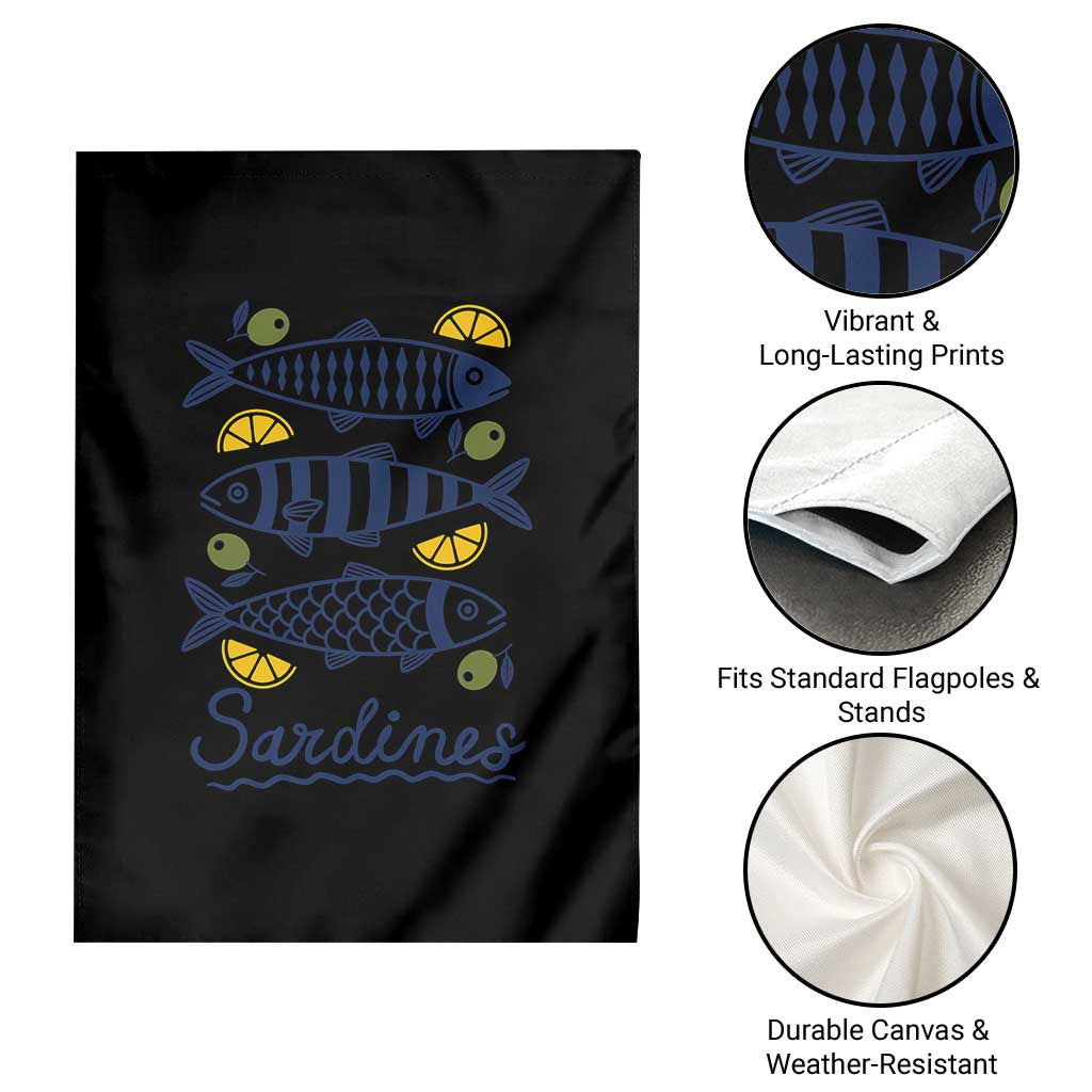 Minimal Sardines Fishermen Aesthetic Retro Garden Flag