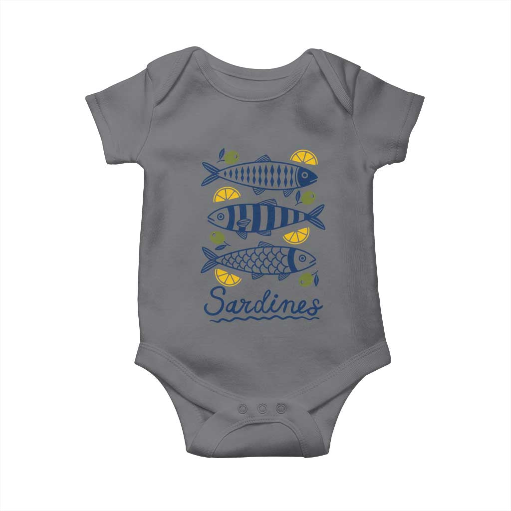 Minimal Sardines Fishermen Aesthetic Retro Baby Onesie