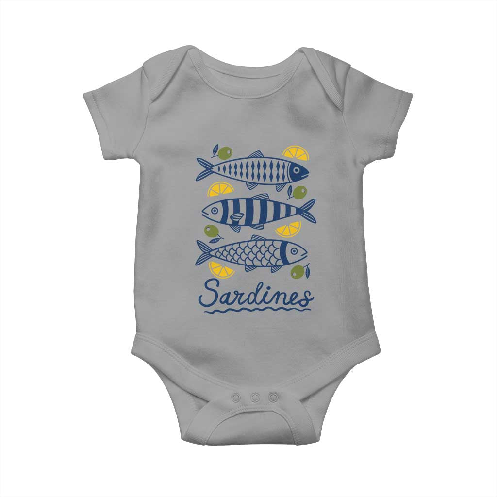 Minimal Sardines Fishermen Aesthetic Retro Baby Onesie