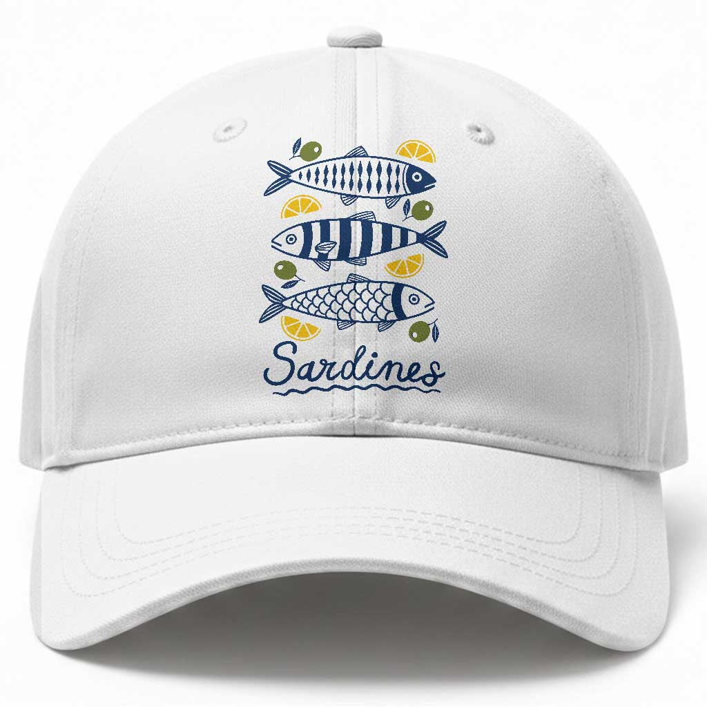 Minimal Sardines Fishermen Aesthetic Retro Baseball Cap