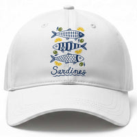Minimal Sardines Fishermen Aesthetic Retro Baseball Cap