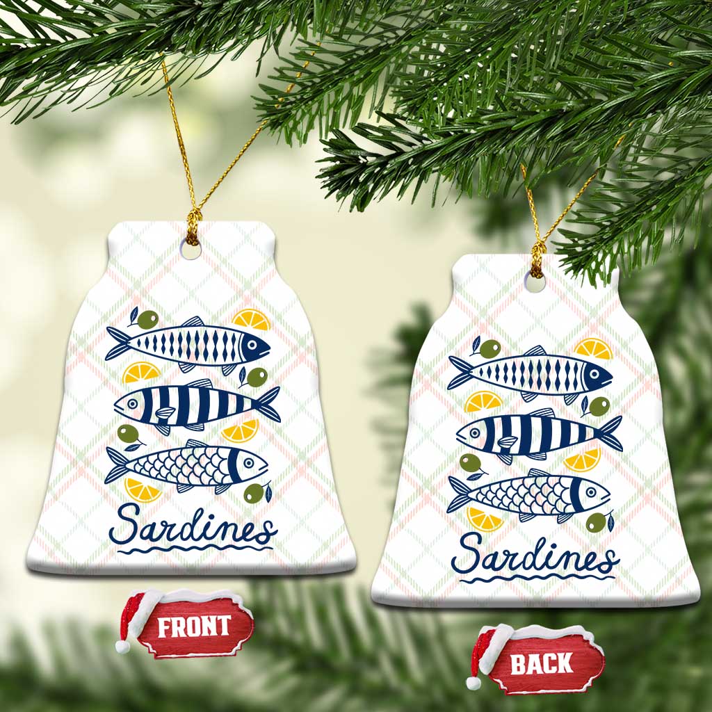 Minimal Sardines Fishermen Aesthetic Retro Ceramic Ornament