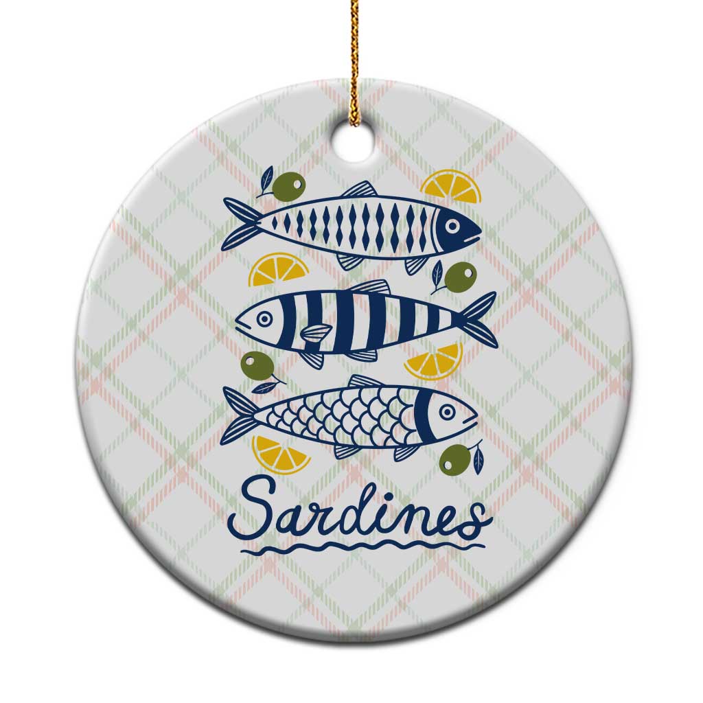 Minimal Sardines Fishermen Aesthetic Retro Ceramic Ornament