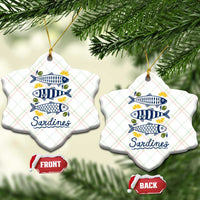 Minimal Sardines Fishermen Aesthetic Retro Ceramic Ornament