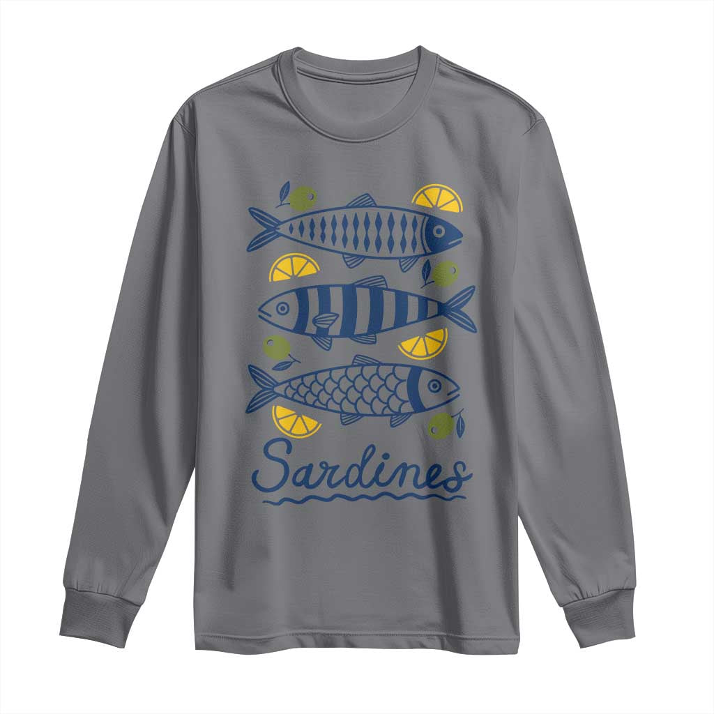 Minimal Sardines Fishermen Aesthetic Retro Long Sleeve Shirt