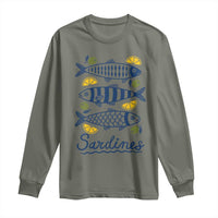 Minimal Sardines Fishermen Aesthetic Retro Long Sleeve Shirt