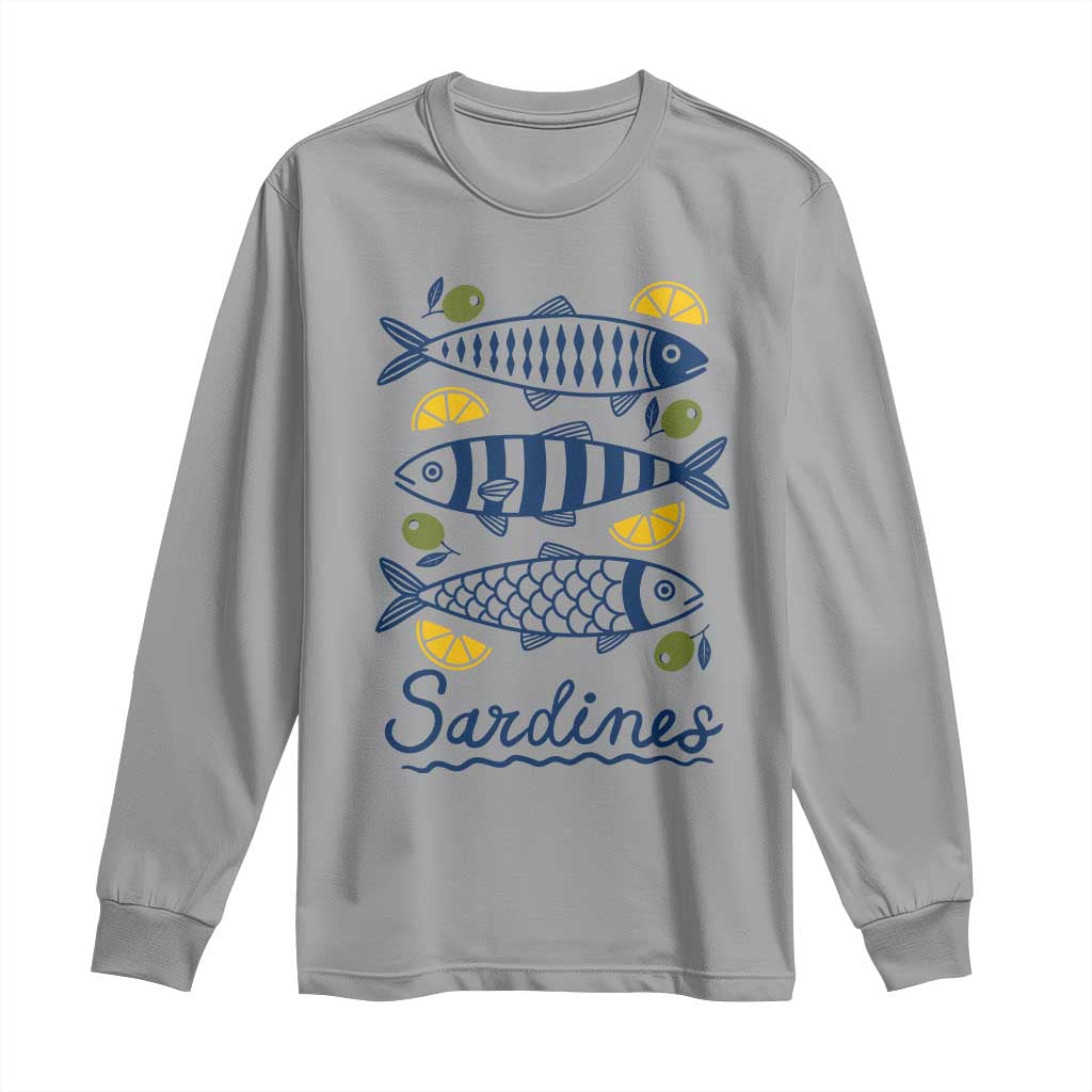 Minimal Sardines Fishermen Aesthetic Retro Long Sleeve Shirt