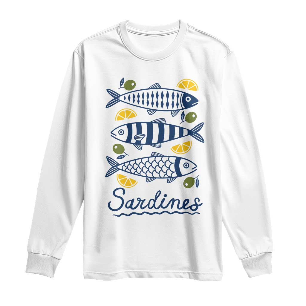 Minimal Sardines Fishermen Aesthetic Retro Long Sleeve Shirt