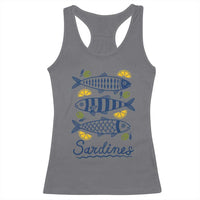 Minimal Sardines Fishermen Aesthetic Retro Racerback Tank Top