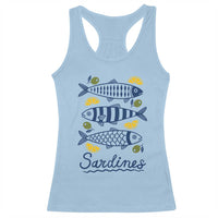 Minimal Sardines Fishermen Aesthetic Retro Racerback Tank Top