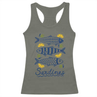 Minimal Sardines Fishermen Aesthetic Retro Racerback Tank Top