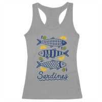 Minimal Sardines Fishermen Aesthetic Retro Racerback Tank Top