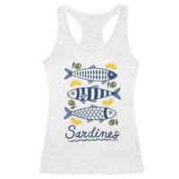 Minimal Sardines Fishermen Aesthetic Retro Racerback Tank Top